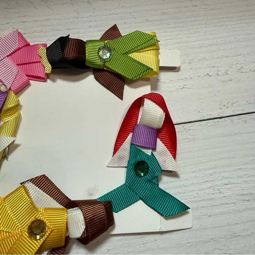 Handmade Disney Princess Hair Bow Set Belle Ariel Tiana Rapunzel Aurora 5pc